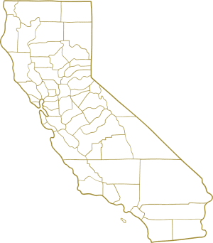 Map of California with campus locations